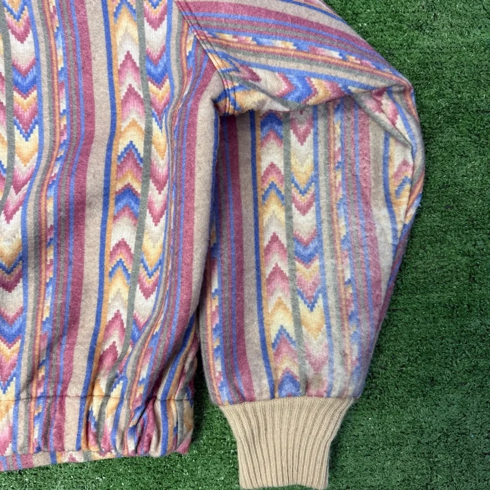 Vintage Walls Mountain Western Aztec Pattern Lined Bomber Jacket, Size Large - Picture 8 of 10